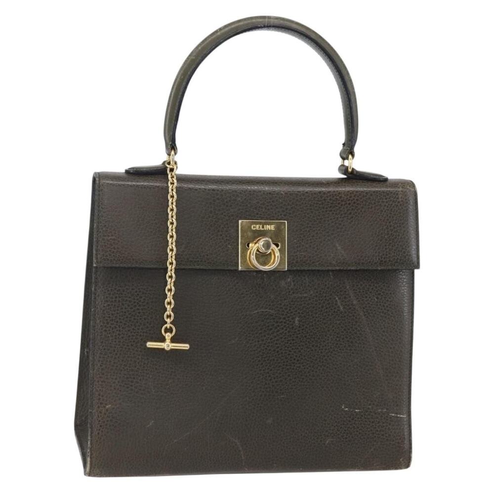 Celine Leather Handbag Khaki Green
